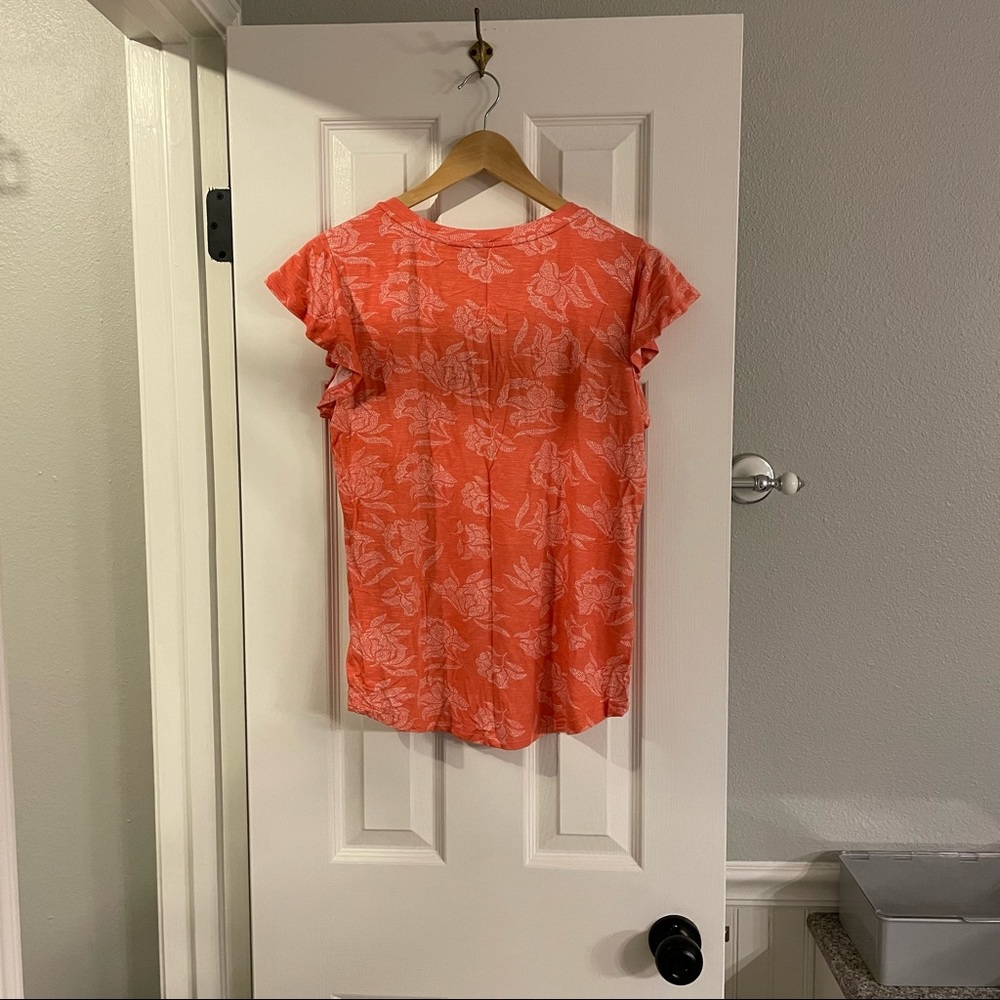 Daniel Rainn Norielle Flutter Sleeve Top Floral Dot Orange White M - Picture 5 of 9